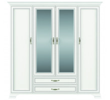 Четырехстворчатый шкаф для одежды с зеркалом Тиффани 4D2S крем вудлайн Четырехстворчатый шкаф для одежды с зеркалом Тиффани 4D2S крем вудлайн