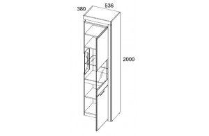 Шкаф с витриной Torino 1V1D P  Шкаф с витриной Torino 1V1D P