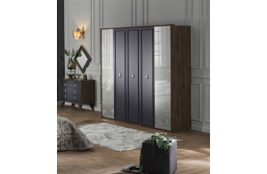 Пятистворчатый распашной шкаф для одежды и белья с зеркалом в спальню Алегро ALEG-33 Пятистворчатый распашной шкаф для одежды и белья с зеркалом в спальню Алегро ALEG-33