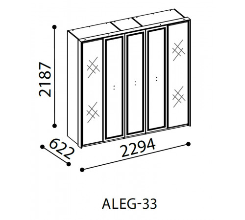 Пятистворчатый распашной шкаф для одежды и белья с зеркалом в спальню Алегро ALEG-33 Пятистворчатый распашной шкаф для одежды и белья с зеркалом в спальню Алегро ALEG-33