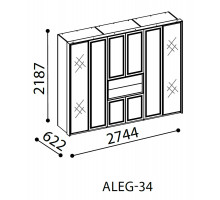 Шестистворчатый распашной шкаф для одежды и белья с зеркалом в спальню Алегро ALEG-34 Шестистворчатый распашной шкаф для одежды и белья с зеркалом в спальню Алегро ALEG-34