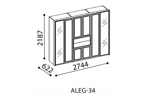 Шестистворчатый распашной шкаф для одежды и белья с зеркалом в спальню Алегро ALEG-34 Шестистворчатый распашной шкаф для одежды и белья с зеркалом в спальню Алегро ALEG-34