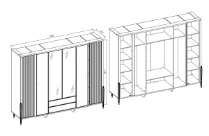 Шестистворчатый шкаф Gravita (Гравита) GRAV-34 слоновая кость Шестистворчатый шкаф Gravita (Гравита) GRAV-34 слоновая кость