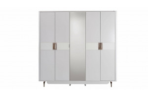 Пятистворчатый распашной шкаф для одежды и белья с зеркалом в спальню Larissa (Ларисса) lars-33 Пятистворчатый распашной шкаф для одежды и белья с зеркалом в спальню Larissa (Ларисса) lars-33