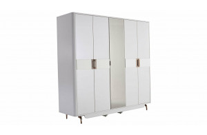 Пятистворчатый распашной шкаф для одежды и белья с зеркалом в спальню Larissa (Ларисса) lars-33 Пятистворчатый распашной шкаф для одежды и белья с зеркалом в спальню Larissa (Ларисса) lars-33