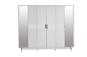 Шестистворчатый распашной шкаф для одежды и белья с зеркалом в спальню Larissa (Ларисса) lars-34 Шестистворчатый распашной шкаф для одежды и белья с зеркалом в спальню Larissa (Ларисса) lars-34