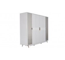 Шестистворчатый распашной шкаф для одежды и белья с зеркалом в спальню Larissa (Ларисса) lars-34