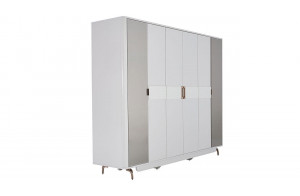 Шестистворчатый распашной шкаф для одежды и белья с зеркалом в спальню Larissa (Ларисса) lars-34 Шестистворчатый распашной шкаф для одежды и белья с зеркалом в спальню Larissa (Ларисса) lars-34