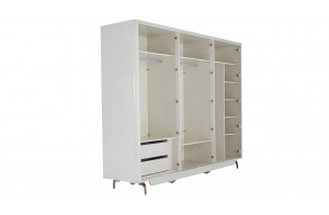 Шестистворчатый распашной шкаф для одежды и белья с зеркалом в спальню Larissa (Ларисса) lars-34 Шестистворчатый распашной шкаф для одежды и белья с зеркалом в спальню Larissa (Ларисса) lars-34