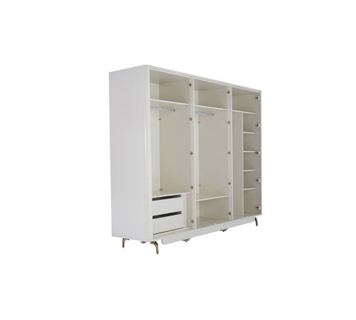 Шестистворчатый распашной шкаф для одежды и белья с зеркалом в спальню Larissa (Ларисса) lars-34