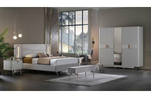 Пятистворчатый распашной шкаф для одежды и белья с зеркалом в спальню Larissa (Ларисса) lars-33 Пятистворчатый распашной шкаф для одежды и белья с зеркалом в спальню Larissa (Ларисса) lars-33