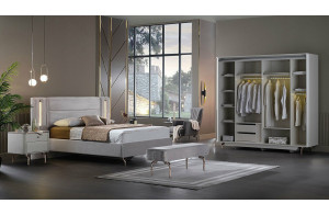 Шестистворчатый распашной шкаф для одежды и белья с зеркалом в спальню Larissa (Ларисса) lars-34 Шестистворчатый распашной шкаф для одежды и белья с зеркалом в спальню Larissa (Ларисса) lars-34