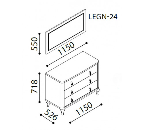 Зеркало для туалетного столика Легенда (Legenda) LEGN-24 Зеркало для туалетного столика Легенда (Legenda) LEGN-24