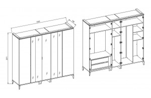 Пятистворчатый шкаф Лоретто (Loretto) LORET-33 Пятистворчатый шкаф Лоретто (Loretto) LORET-33