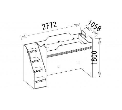 Детская кровать чердак Менти (Menty) MENTY-37 Детская кровать чердак Менти (Menty) MENTY-37