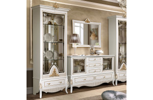 Витрина 2-х дверная в гостиную Стелла (белый золото) Витрина 2-х дверная в гостиную Стелла (белый золото)