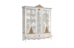 Пятистворчатая витрина в гостиную Стелла (белый золото) Пятистворчатая витрина в гостиную Стелла (белый золото)