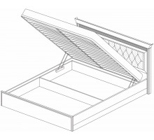 Кровать 1400/1600/1800 с подъемным механизмом Неаполь  Ясень анкор светлый (патина "серебро") экокожа polo белая Кровать 1400/1600/1800 с подъемным механизмом Неаполь  Ясень анкор светлый (патина "серебро") экокожа polo белая