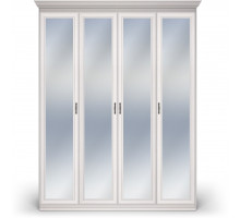 Шкаф 4-х дверный зеркальный Неаполь Ясень анкор светлый (патина "серебро") Шкаф 4-х дверный зеркальный Неаполь Ясень анкор светлый (патина "серебро")