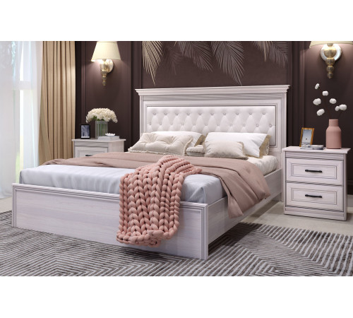 Спальня Неаполь Ясень анкор светлый (патина "серебро") экокожа «polo» белая. Спальня Неаполь Ясень анкор светлый (патина "серебро") экокожа «polo» белая.