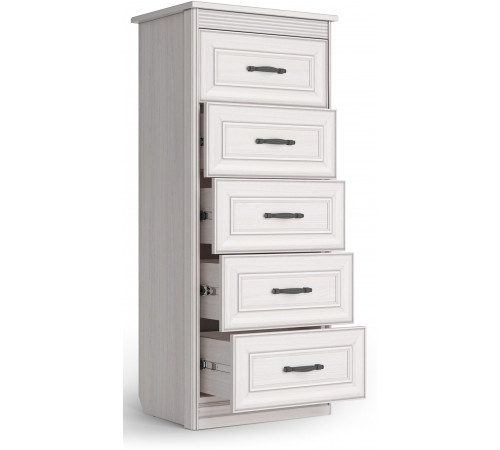 Комод Высокий Неаполь Ясень анкор светлый (патина "серебро") Комод Высокий Неаполь Ясень анкор светлый (патина "серебро")