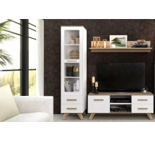 Шкаф-витрина 450 Вега Скандинавия (глянец, белый + дуб каньон) Шкаф-витрина 450 Вега Скандинавия (глянец, белый + дуб каньон)