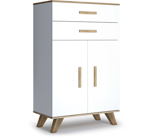 Шкаф низкий Вега Скандинавия (глянец, белый + дуб каньон) Шкаф низкий Вега Скандинавия (глянец, белый + дуб каньон)