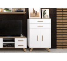 Шкаф низкий Вега Скандинавия (глянец, белый + дуб каньон) Шкаф низкий Вега Скандинавия (глянец, белый + дуб каньон)