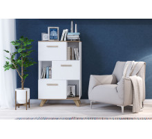 Шкаф низкий с нишами Вега Скандинавия (глянец, белый + дуб каньон) Шкаф низкий с нишами Вега Скандинавия (глянец, белый + дуб каньон)