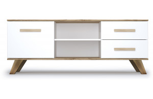 Тумба под ТВ Вега Скандинавия (глянец, белый + дуб каньон)