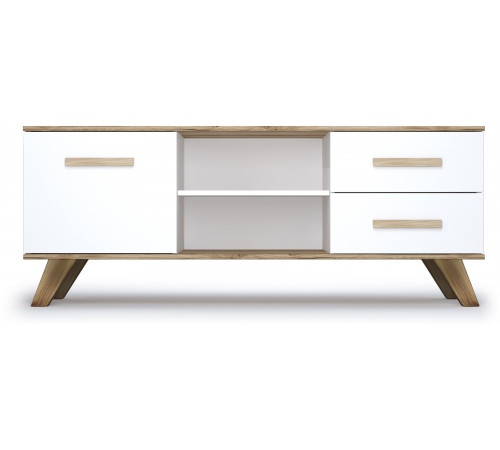 Тумба под ТВ Вега Скандинавия (глянец, белый + дуб каньон) Тумба под ТВ Вега Скандинавия (глянец, белый + дуб каньон)