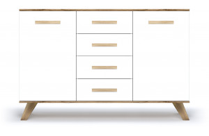 Большой комод  Вега Скандинавия "Комодино" (глянец, белый + дуб каньон) Большой комод  Вега Скандинавия "Комодино" (глянец, белый + дуб каньон)