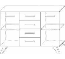 Большой комод  Вега Скандинавия "Комодино" (глянец, белый + дуб каньон) Большой комод  Вега Скандинавия "Комодино" (глянец, белый + дуб каньон)