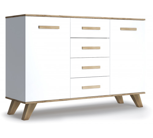 Большой комод Вега Скандинавия "Комодино" (глянец, белый + дуб каньон) Большой комод Вега Скандинавия "Комодино" (глянец, белый + дуб каньон)