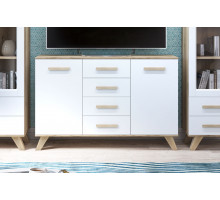 Большой комод  Вега Скандинавия "Комодино" (глянец, белый + дуб каньон) Большой комод  Вега Скандинавия "Комодино" (глянец, белый + дуб каньон)