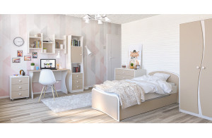 Выкатная кровать для двоих детей Комби МН-211-09 капучино Выкатная кровать для двоих детей Комби МН-211-09 капучино