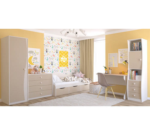 Одностворчатый детский шкаф для одежды со штангой Комби МН-211-15 капучино Одностворчатый детский шкаф для одежды со штангой Комби МН-211-15 капучино