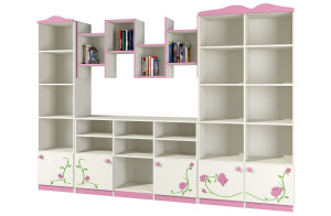 Модульная детская стенка для книг и игрушек с полками и ящиками Розалия Модульная детская стенка для книг и игрушек с полками и ящиками Розалия