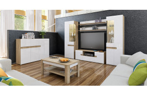 Модульная мебель для гостиной Леонардо белый полуглянец композиция 3 Модульная мебель для гостиной Леонардо белый полуглянец композиция 3