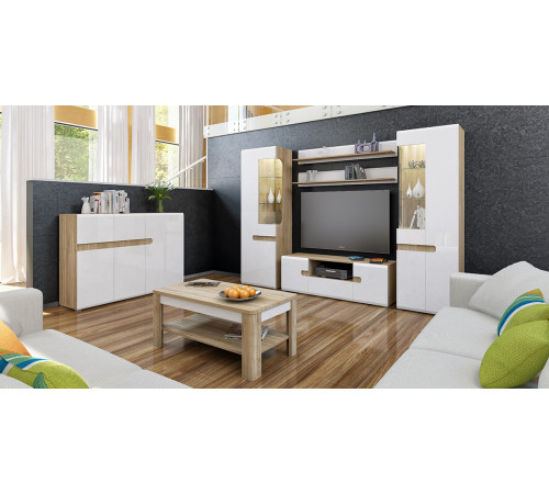 Модульная мебель для гостиной Леонардо белый полуглянец композиция 3 Модульная мебель для гостиной Леонардо белый полуглянец композиция 3