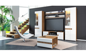 Модульная мебель для гостиной Леонардо белый полуглянец композиция 2 Модульная мебель для гостиной Леонардо белый полуглянец композиция 2