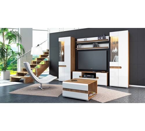 Модульная мебель для гостиной Леонардо белый полуглянец композиция 2 Модульная мебель для гостиной Леонардо белый полуглянец композиция 2