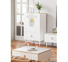 Комбинированный шкаф витрина Лоренсо МН-043-01 белый