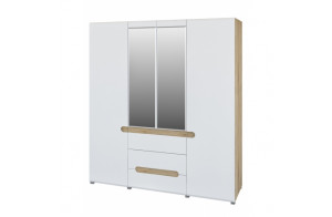 Четырехстворчатый шкаф для одежды и белья с зеркалом в спальню Леонардо МН-026-09 Четырехстворчатый шкаф для одежды и белья с зеркалом в спальню Леонардо МН-026-09