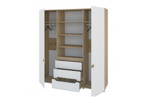 Четырехстворчатый шкаф для одежды и белья с зеркалом в спальню Леонардо МН-026-09 Четырехстворчатый шкаф для одежды и белья с зеркалом в спальню Леонардо МН-026-09