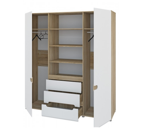 Четырехстворчатый шкаф для одежды и белья с зеркалом в спальню Леонардо МН-026-09 Четырехстворчатый шкаф для одежды и белья с зеркалом в спальню Леонардо МН-026-09