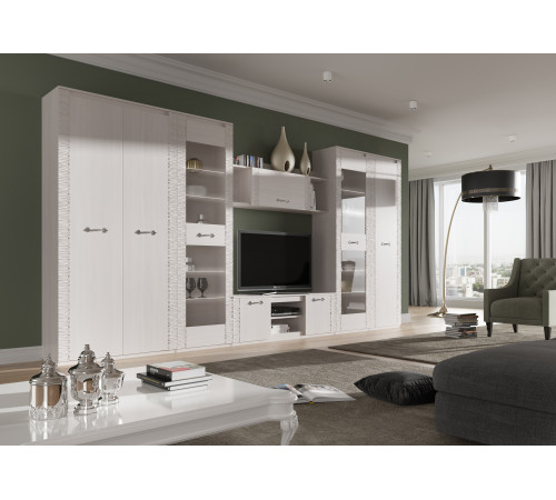 Гостиная Элана от МебельГрад, комплектация 3, цвет Бодега белая Гостиная Элана от МебельГрад, комплектация 3, цвет Бодега белая