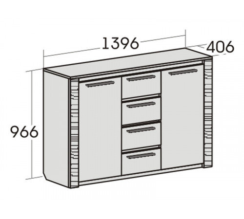 Широкий комод 1400 Элана, цвет Бодега белая Широкий комод 1400 Элана, цвет Бодега белая
