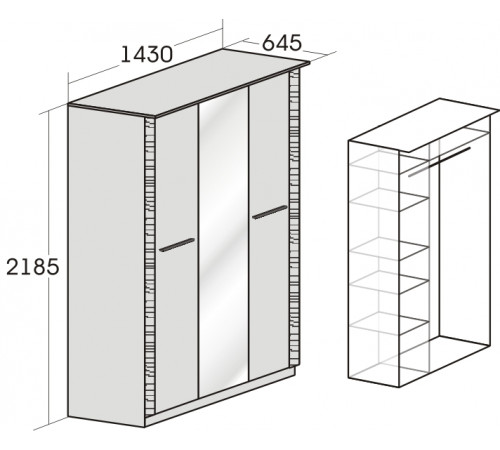 Трехстворчатый шкаф гардероб для спальни Элана, цвет Бодега белая Трехстворчатый шкаф гардероб для спальни Элана, цвет Бодега белая