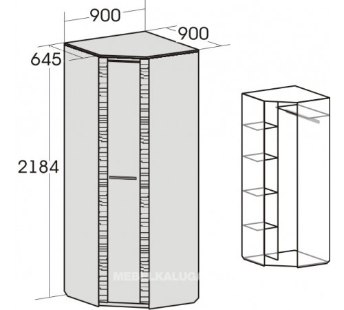 Угловой шкаф гардероб для спальни Элана, цвет Бодега белая Угловой шкаф гардероб для спальни Элана, цвет Бодега белая